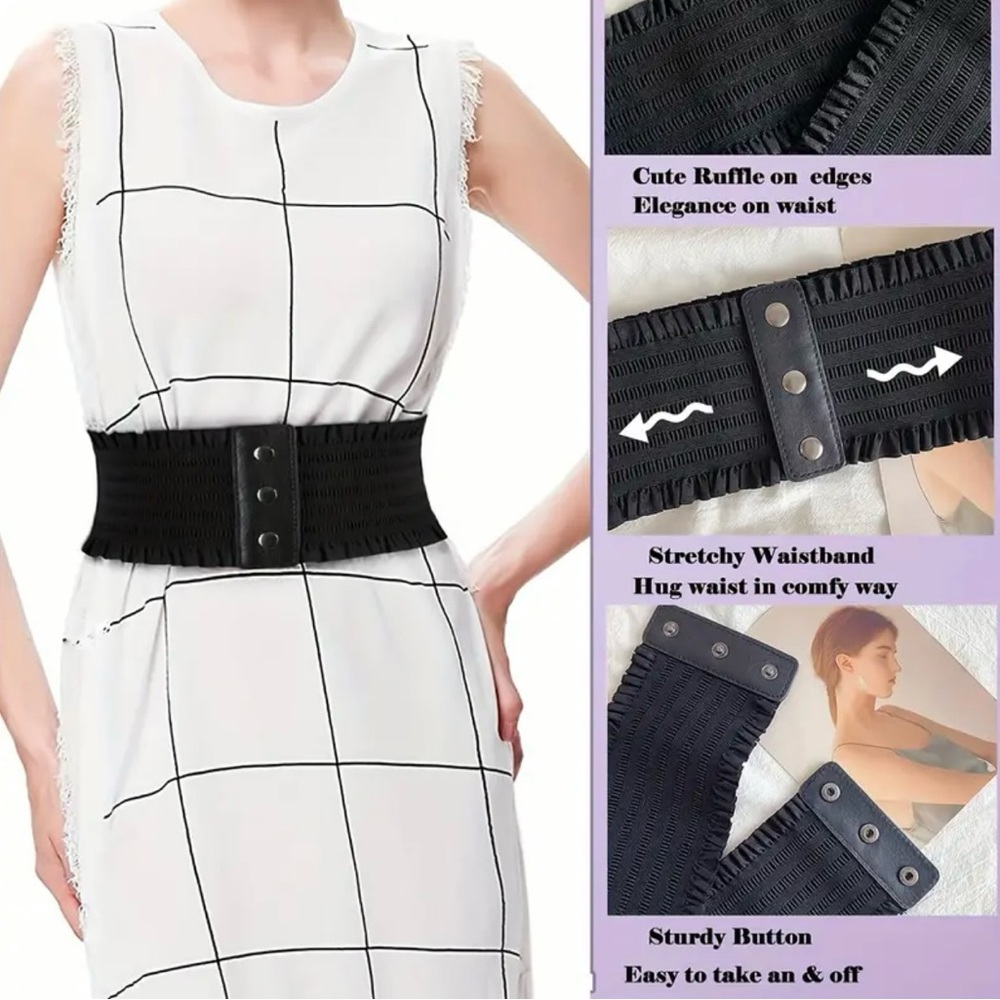 Plus Size Wide Waistband Elegant Elastic Belt Vintage Dress Coat Girdle Waspie‎